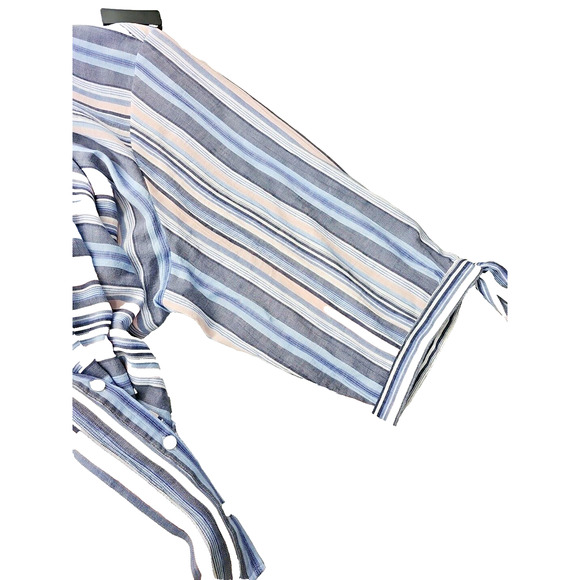 Catherines Womens Sz 5x Blue Pink White Stripe Fairy Lightweight Tunic Blouse - Picture 6 of 13